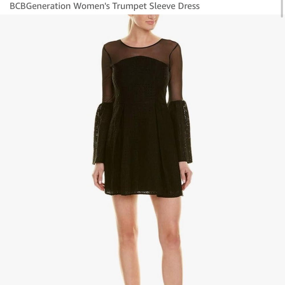 BCBGeneration black mini trumpet sleeve dress
